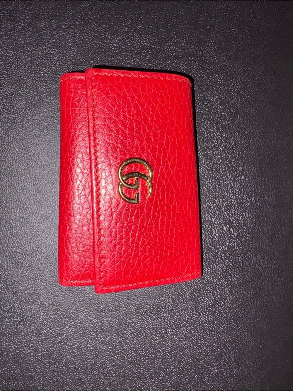 New with box Gucci Red Leather key Holder with Double G Logo